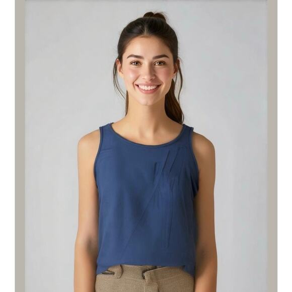 Free Kisses Navy Ruched Racerback Tank XL - Picture 1 of 9